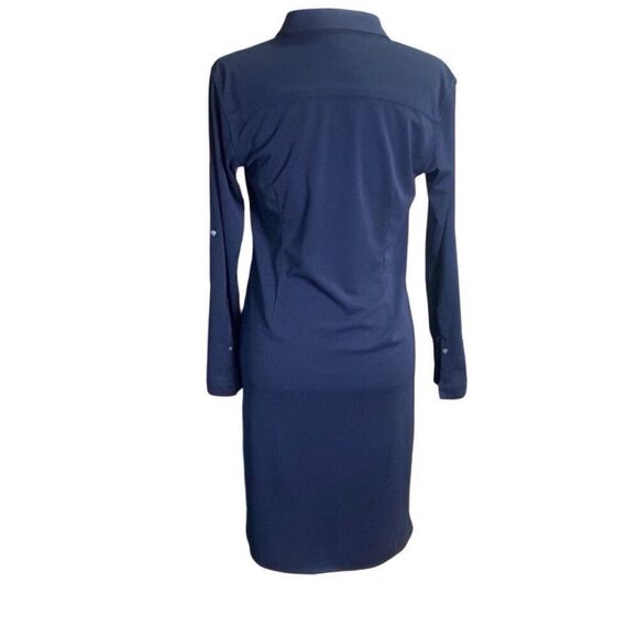 J Crew Navy Blue Belted Long Sleeve/Tab Sleeve Button Down Shirt Dress XS - Picture 2 of 6